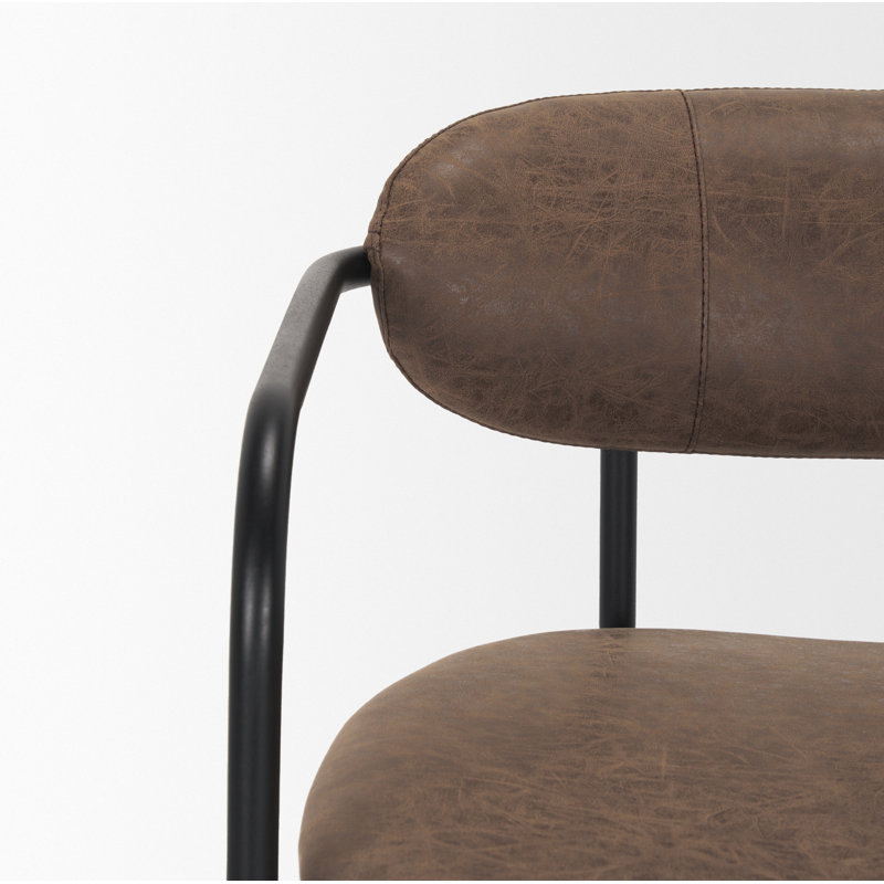 Tabouret en tissu Biélorussie, Tabouret de comptoir (siège d'une hauteur de 26,5, Brun estompé, Noir