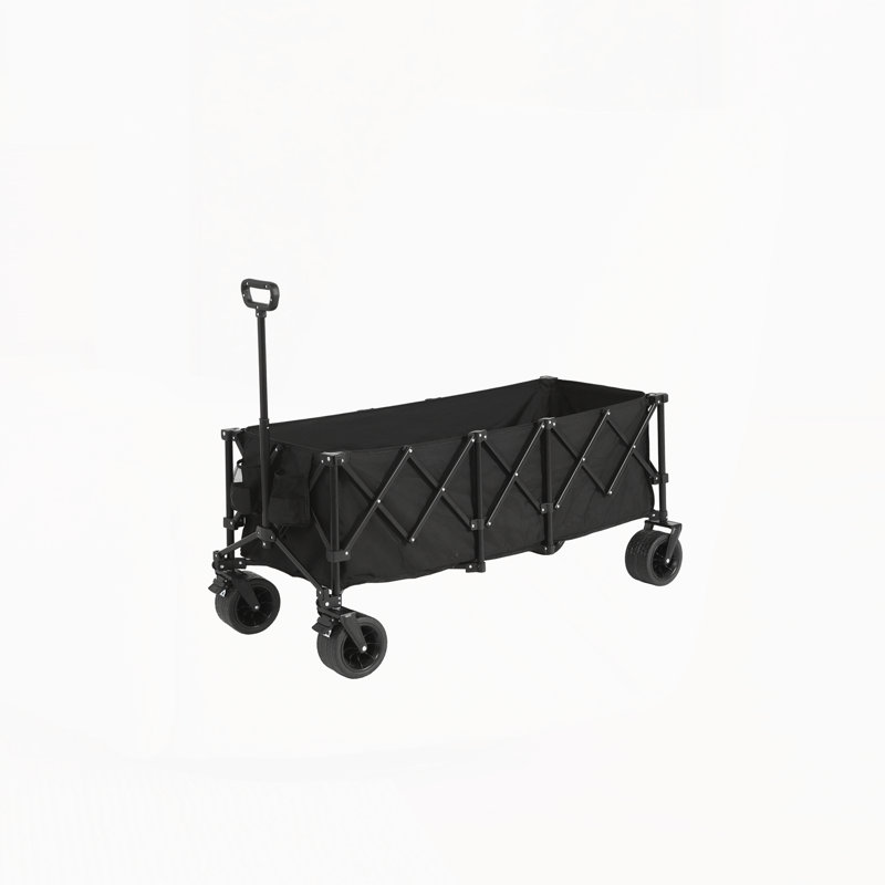 Chariot de jardin pliant avec roues, Noir, noir, noir, noir