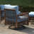 Ashjian Wicker Patio Conversation Set with Fire Pit Table-165689053-183565577
