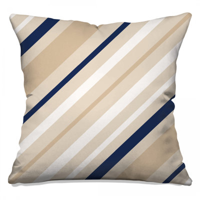 Coussins décoratifs beiges à rayures bleu marine