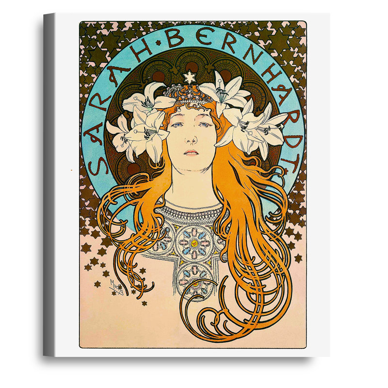 Sarah Bernhardt (1896) par Alphonse Mucha, art mural pour décor de bureau à domicile, estampe numérique sur toile