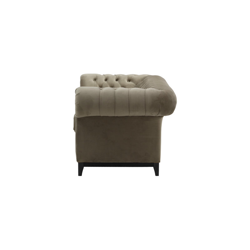 Fryar Velvet Sofa, 2, Light Grey, Black