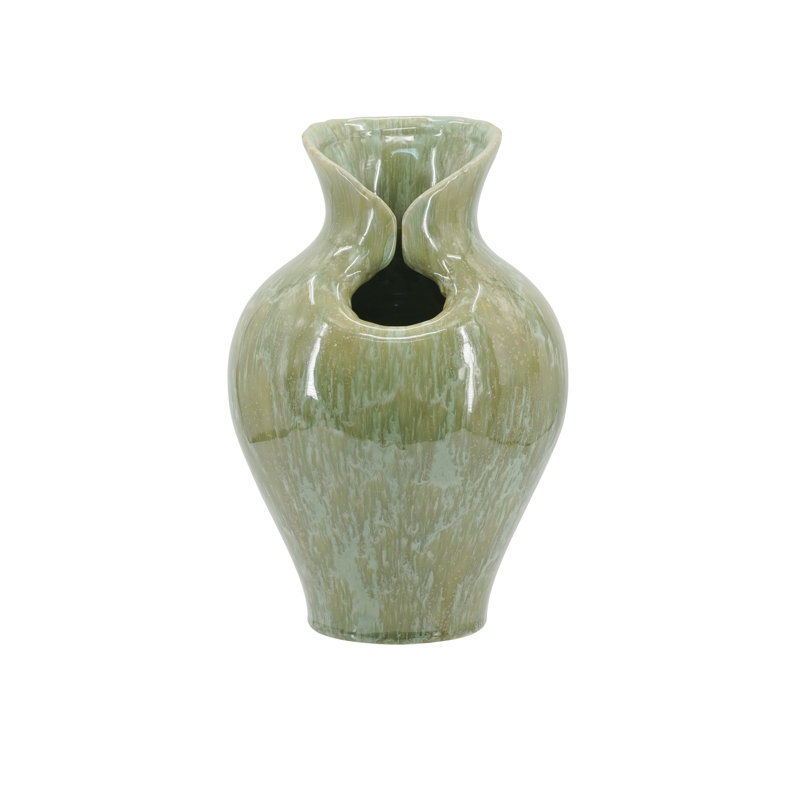 Vase tulipe en céramique verte de 30 cm