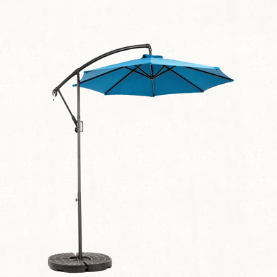 Parasol de marché suspendu de 10 pi avec ajustement facile de l'inclinaison, abat-jour en polyester, 8 nervures pour la cour arrière, près de la piscine