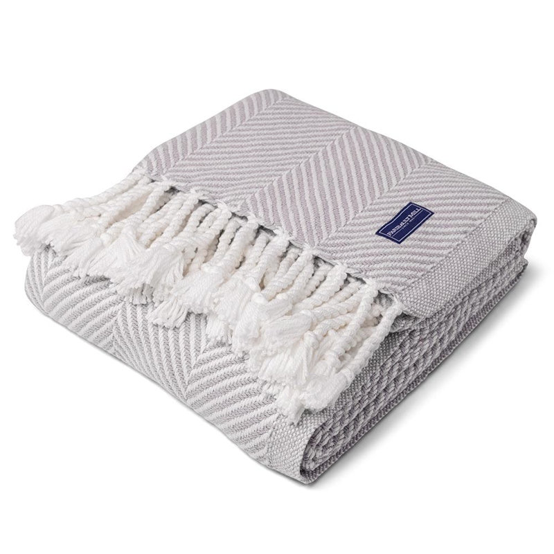 Jeté en coton Coastal Monhegan, Chevron gris