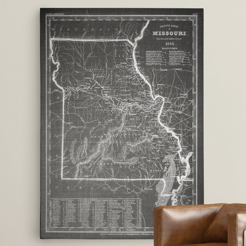 Carte antique du Missouri, impression sur toile, H 16 po x l 20 po x P 1,5 po