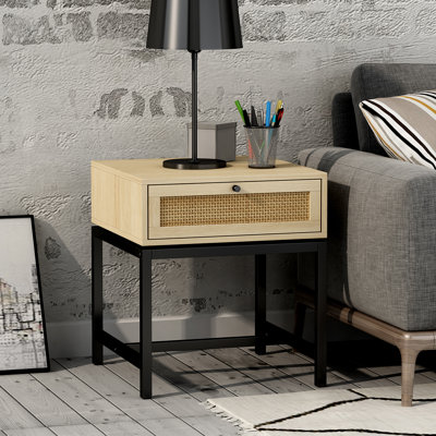 Solid Wood Top End Table Set with Storage