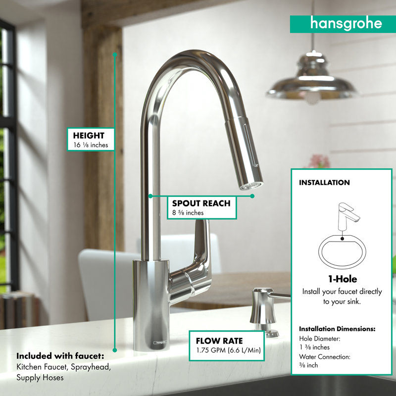 Focus Single Handle Kitchen Faucet, Brushed Gold/Optic