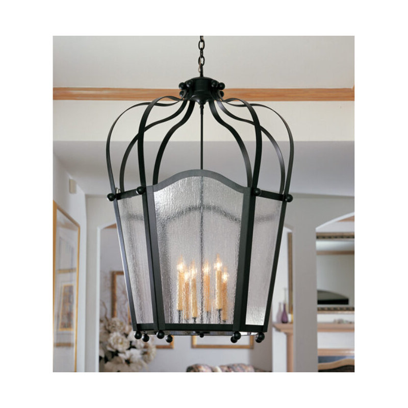 Lustre lanterne à 6 lumières Citadel, Noir délavé, Mica véritable