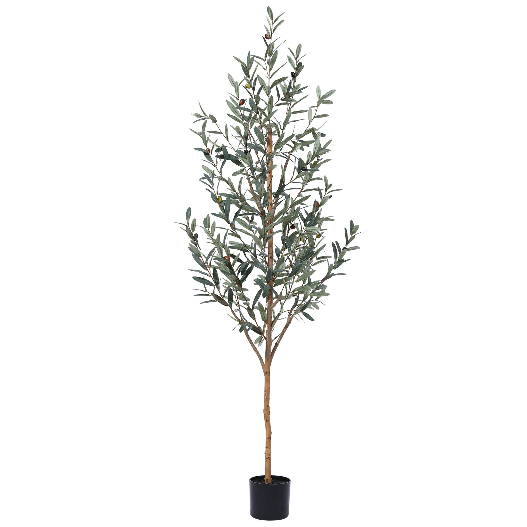Adcock Artificial Olive Plants with Realistic Leaves and Natural Trunk, Fake Potted Tree Home Decor, 72" H x 24" W x 24" D