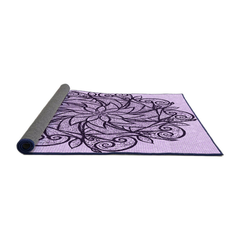 Tapis floral en laine mauve, Rond 3 pi