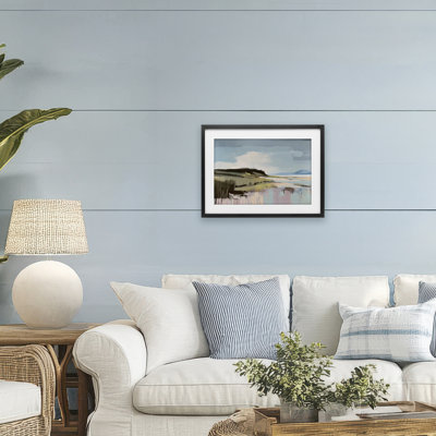 «Modern Verdant Waters», reproduction sous verre encadrée, design par Elara Yasna