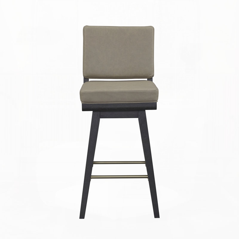 Tabouret de bar pivotant en similicuir (ensemble de 2), Noir, Noir