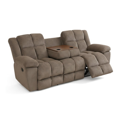 Canapés inclinables manuels, ensembles de meubles de salon, ensemble de causeuse inclinable brune, meubles de salon modernes à 2 sièges avec console de rangement cachée / porte-gobelet / pour appartement
