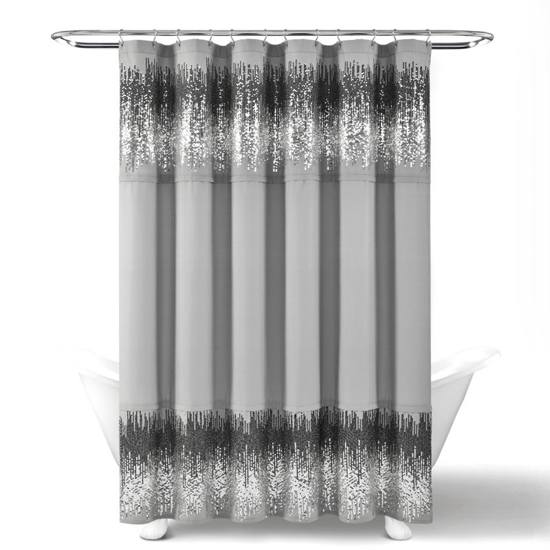 Marsham Polyester Shower Curtain, Dark Grey/Black