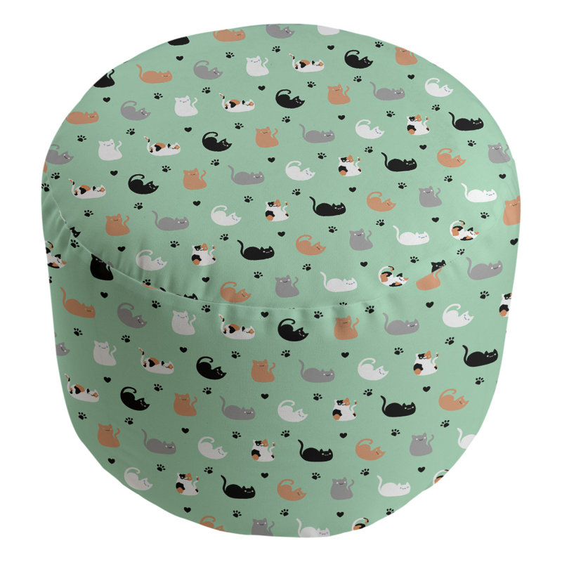 Avicia Upholstered Pouf, Paris Green/White