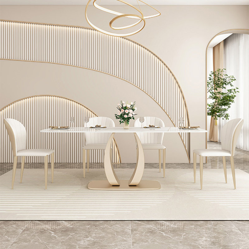 Light luxury modern rectangular dining table set, 29.5" H x 55.1" L x 31.5" W