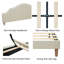 Lit plateforme Queen Size avec tête de lit réglable, revêtement en lin, style moderne et épuré, beige
