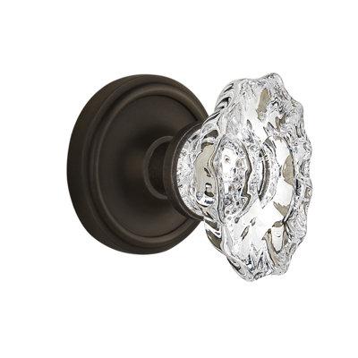 Bouton de porte de mortaise intérieure en cristal avec rosette classique chateau