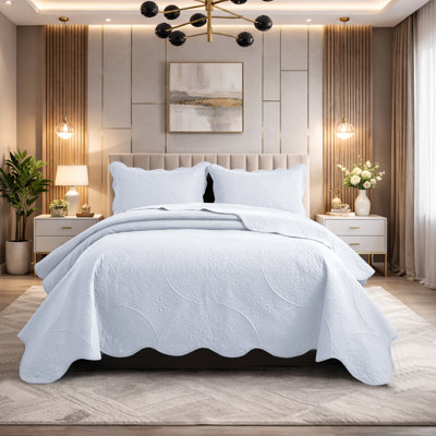 Embossed Floral Microfiber Quilt Set