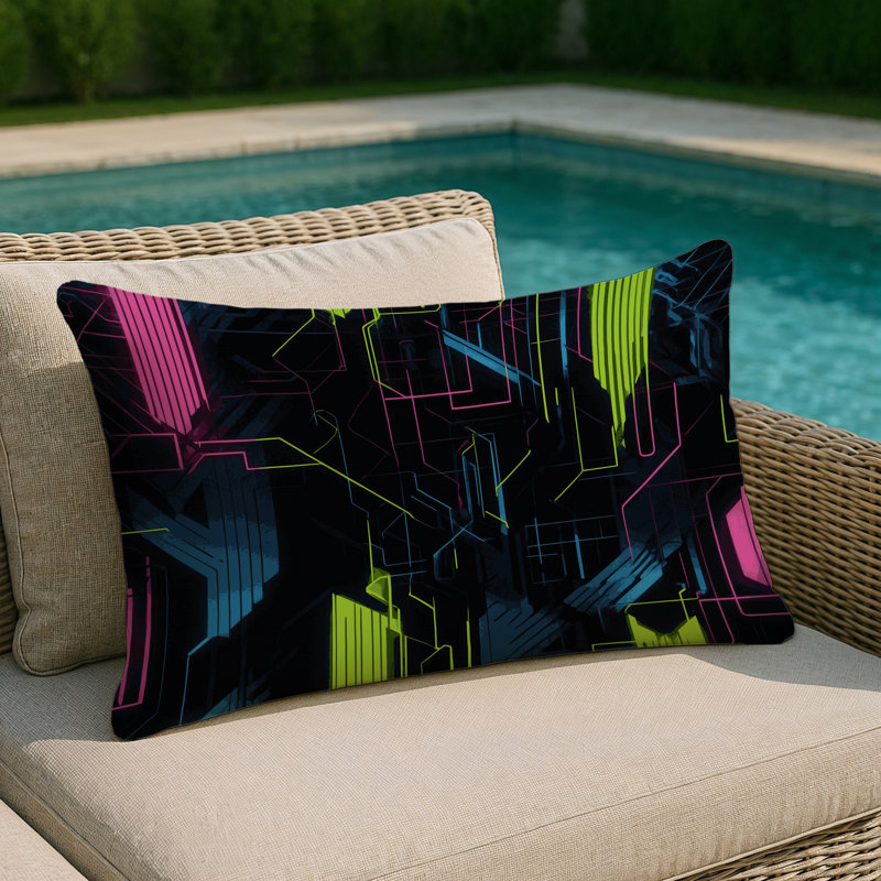 Coussin décoratif intérieur et extérieur Glitch Pulse, Rectangle 18"H x 25"W