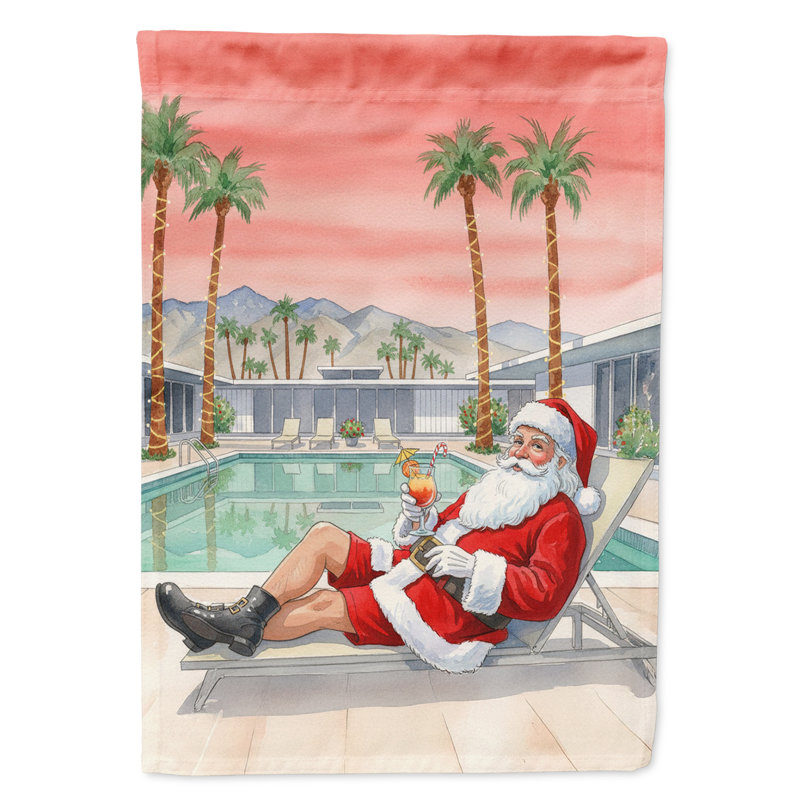 Drapeau de Noël du père Noël à Palm Springs, Taille du jardin, Santa in Palm Springs