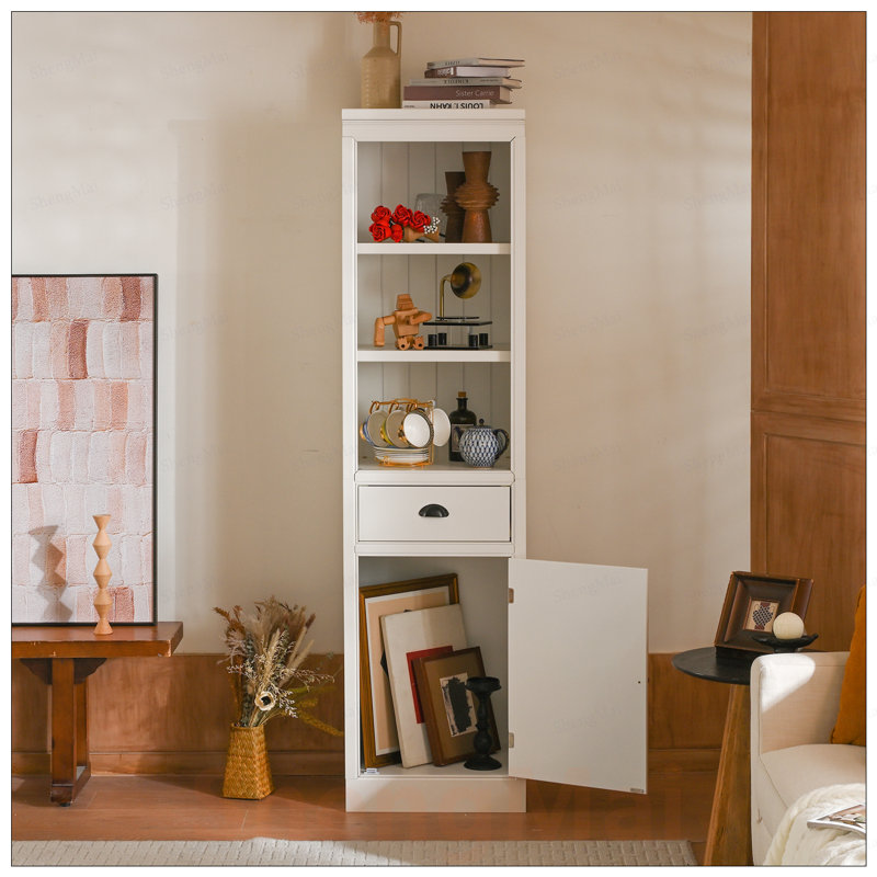 Bibliothèque sur pied autoportante avec rangement, rangement compact en bois pour les couloirs, le salon, la cuisine et le bureau
