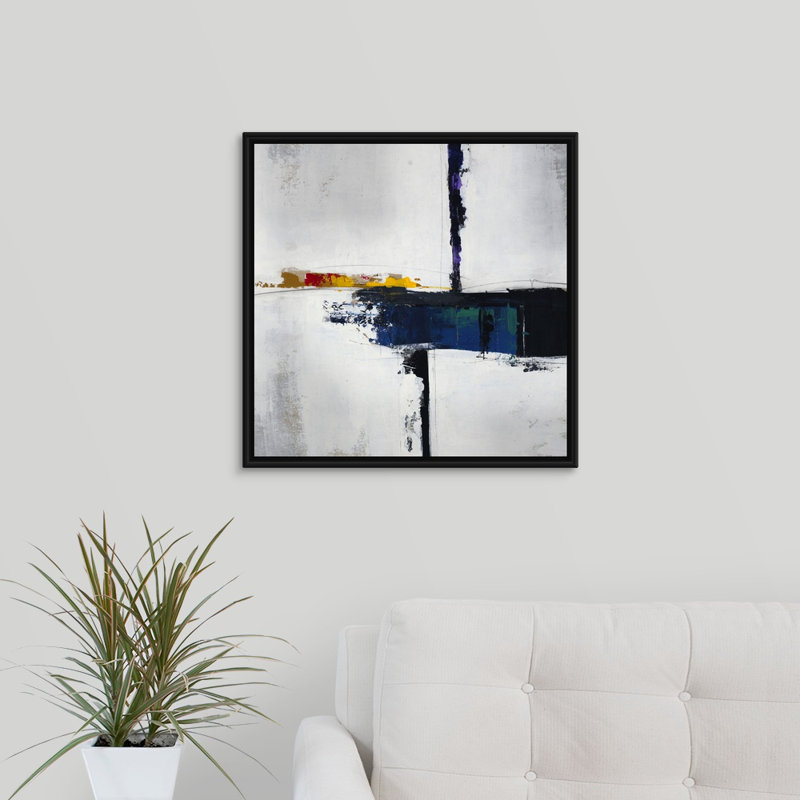 « time frame ii », peinture sur toile, H 21,7 po x l 21,7 po x P 1,75 po, Cadre flottant noir