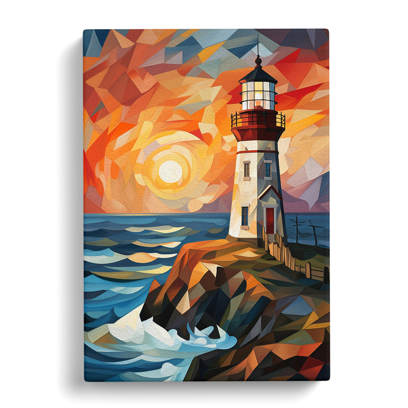 Lighthouse Cubism Art No.2 - Wrapped Canvas, 76cm H x 50cm W x 3cm D