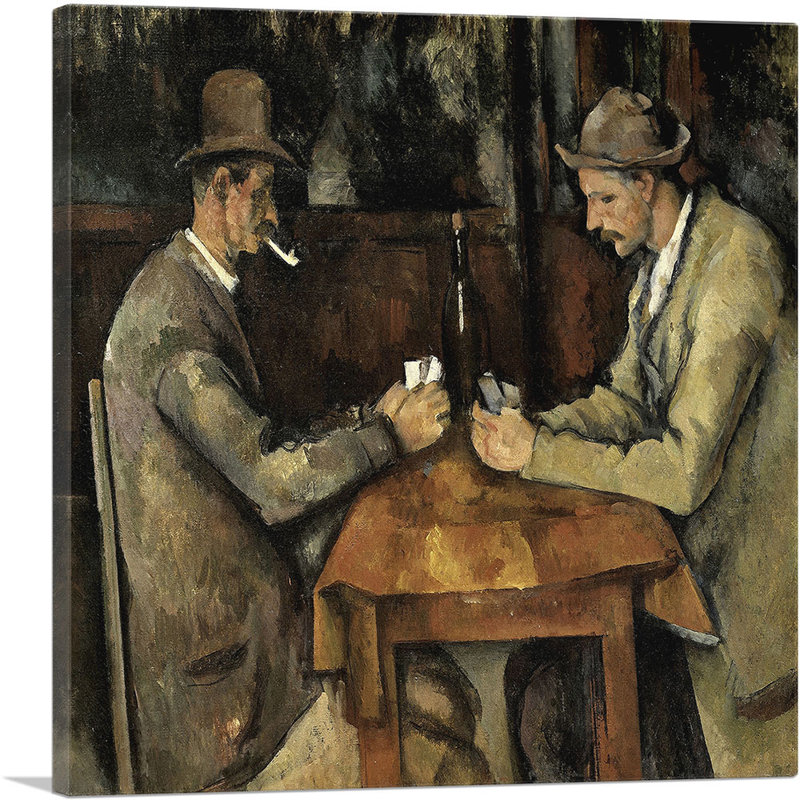 Les joueurs de cartes - 1892 - impression, H 18 po x l 18 po x P 1,5 po