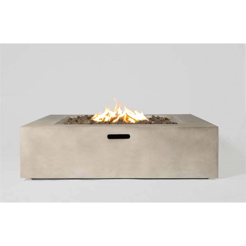 12" H Concrete Outdoor Fire Pit Table, Natural/Grey