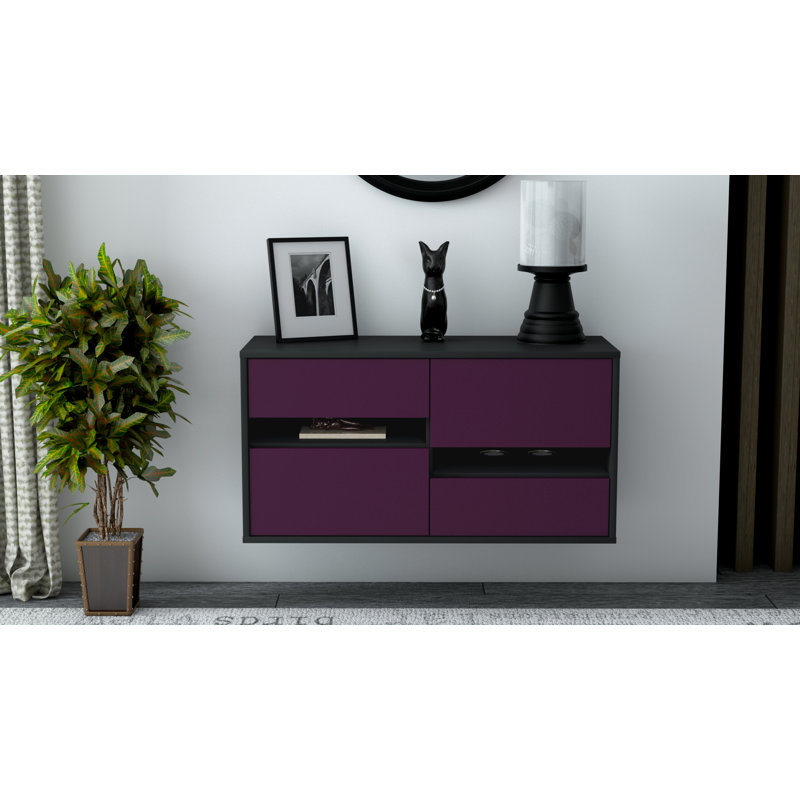 Franzella Unfinished Floating TV Stand, Purple