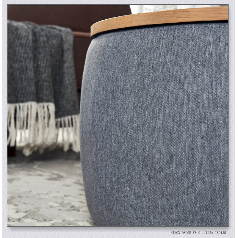 Round Storage Ottoman, 2 in 1 Function, Work as End table and Ottoman