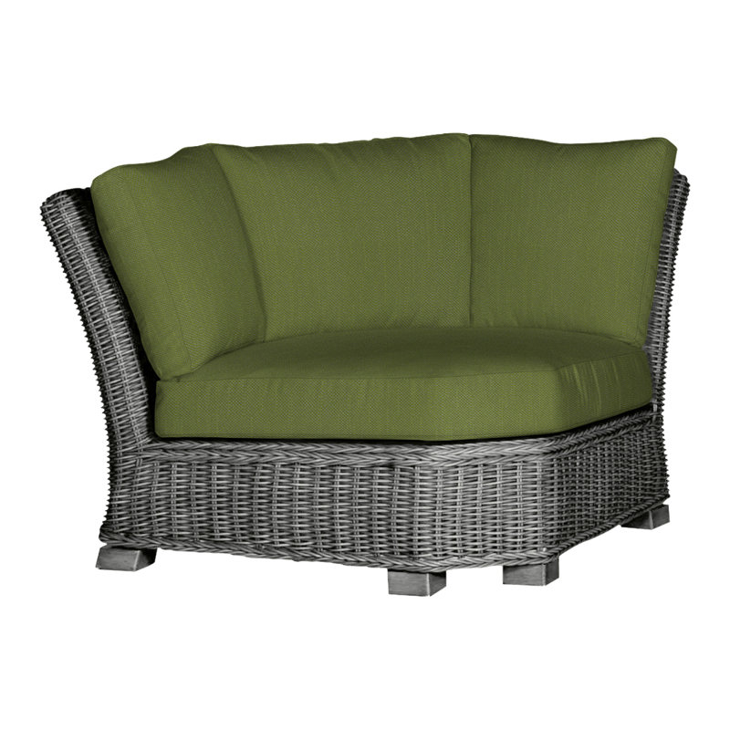 Rustic Woven Sectional Corner, Slate Gray, No Welt, Rollo Cream InsideOut® Linen