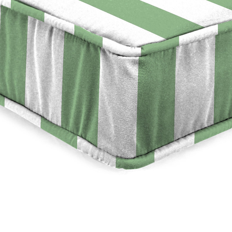 22.5" x 22.5" Outdoor Deep Seat Cushion with Ties and Welt, Awning Cucumber