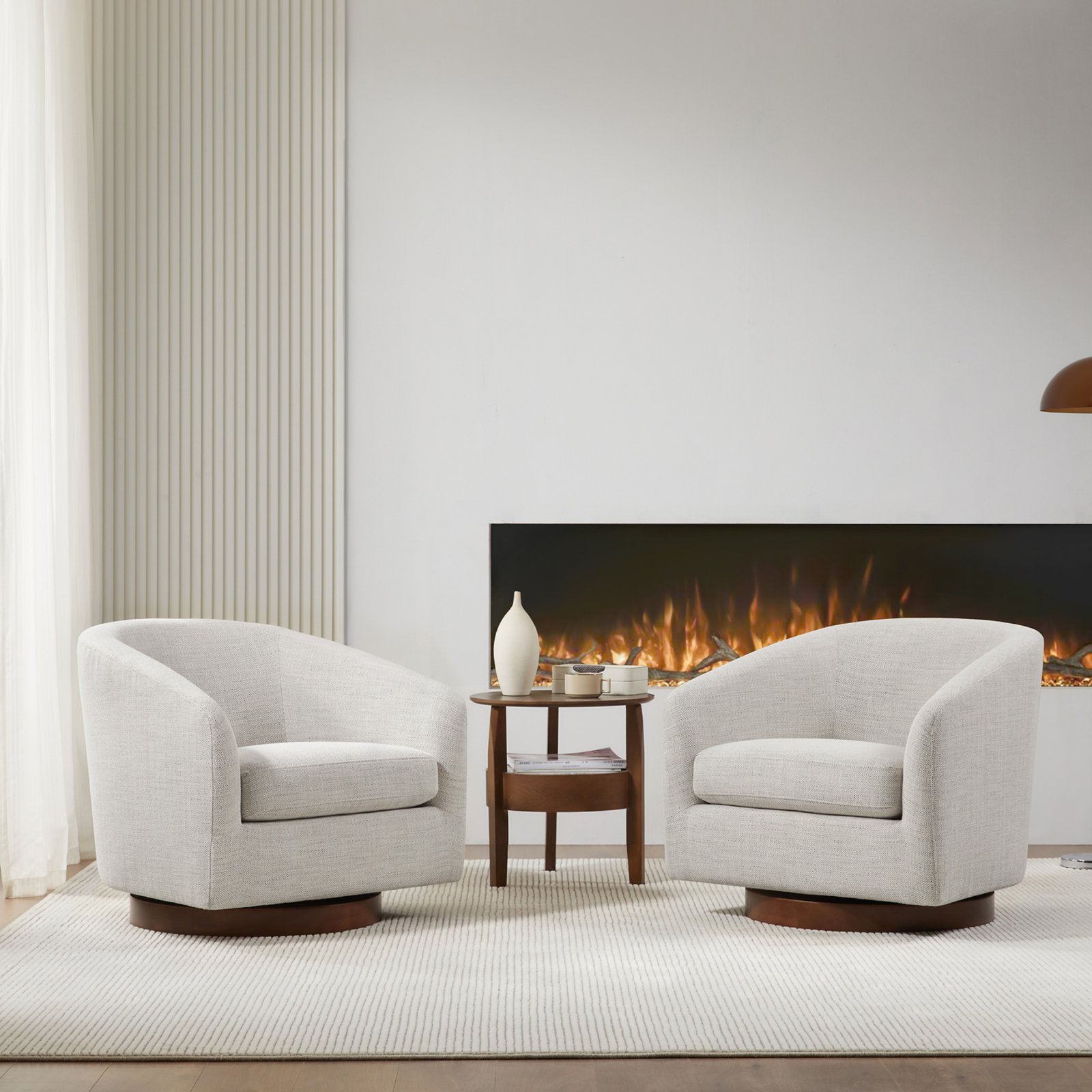 Bennett Swivel Barrel Chair, Prestige Ivory Basketweave