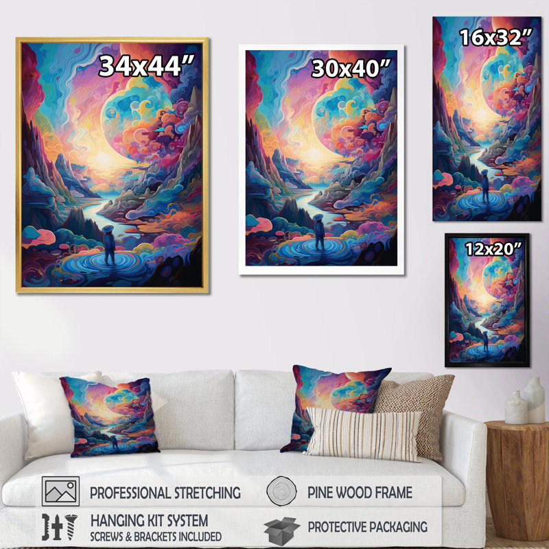 «Solitude Mysterious Rainbow Vision Landscape» - impression, Cadre simple blanc, H 44 po x l 34 po x P 1,5 po