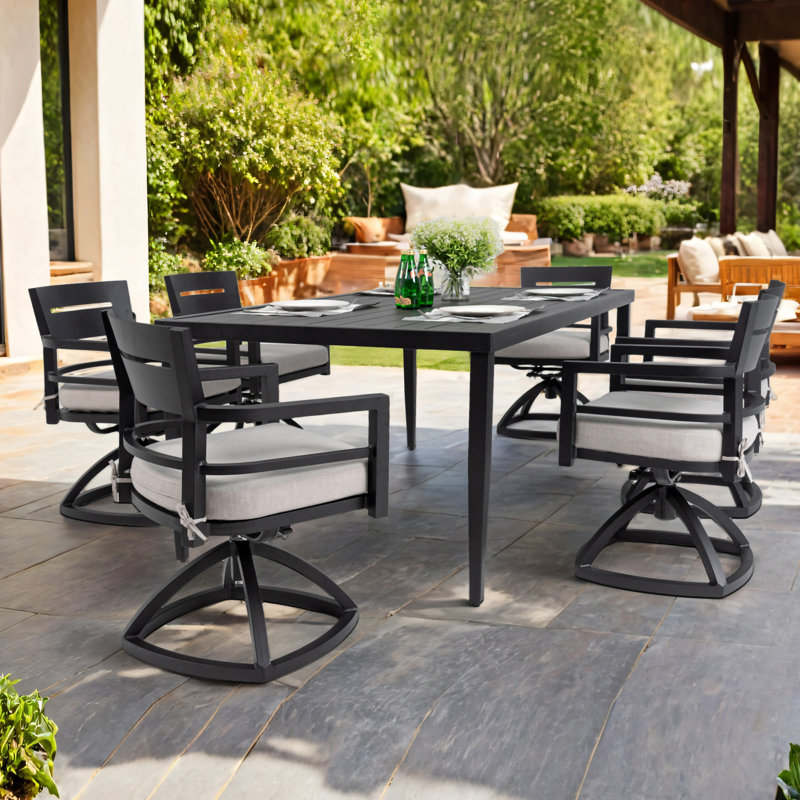 Mobilier d'extérieur en aluminium 7 pièces pour patio