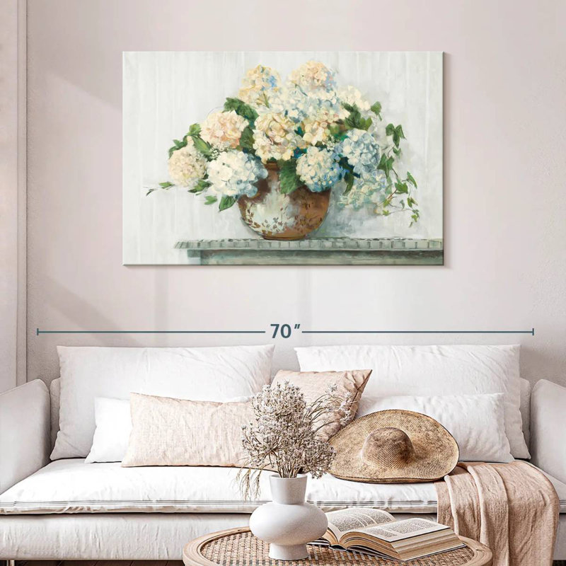 Harnek blanc hortensia blanc, H 30 po x l 45 po