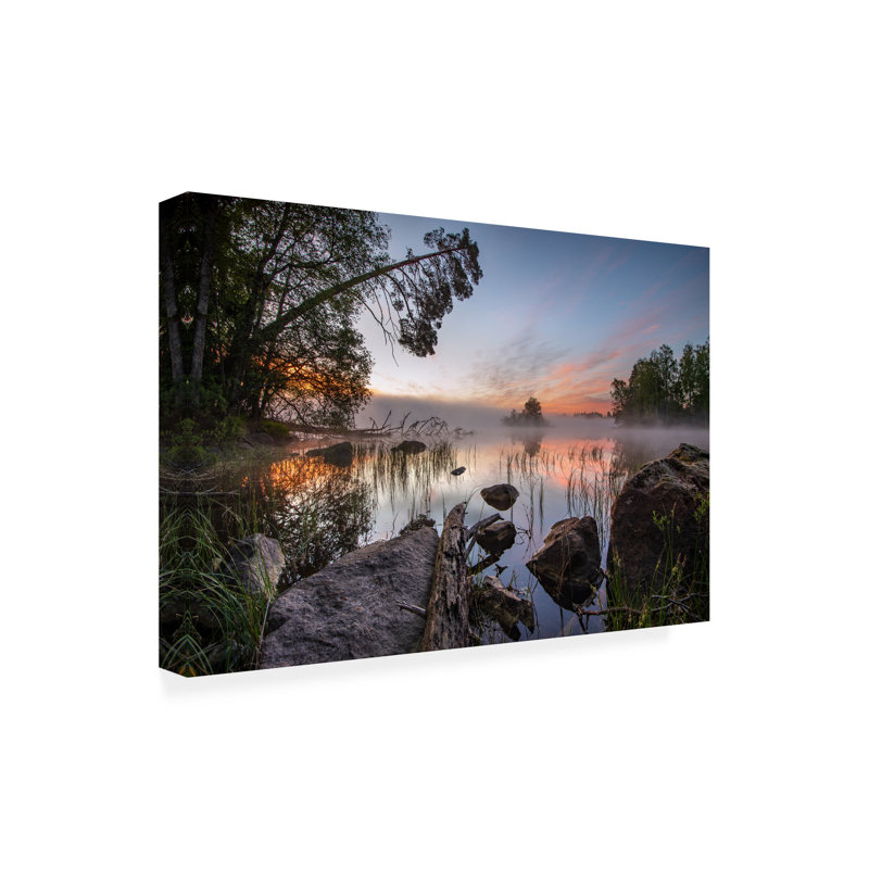 «Peaceful Morning» sur toile, art audacieux, L 24 po x H 16 po