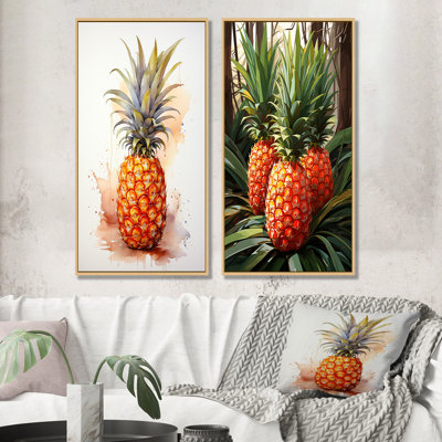 Golden Pineapple Paradise I - ensemble de 2 reproductions d'art ananas
