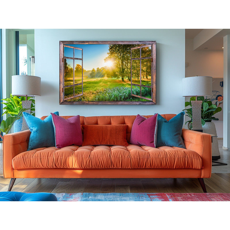 «Tuscany Landscape 3D Window View», reproduction d'art sur toile - décoration murale, H 16 po x l 24 po