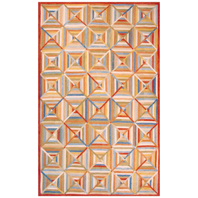 Impressionnant tapis contemporain crocheté multicolore 10 x 14