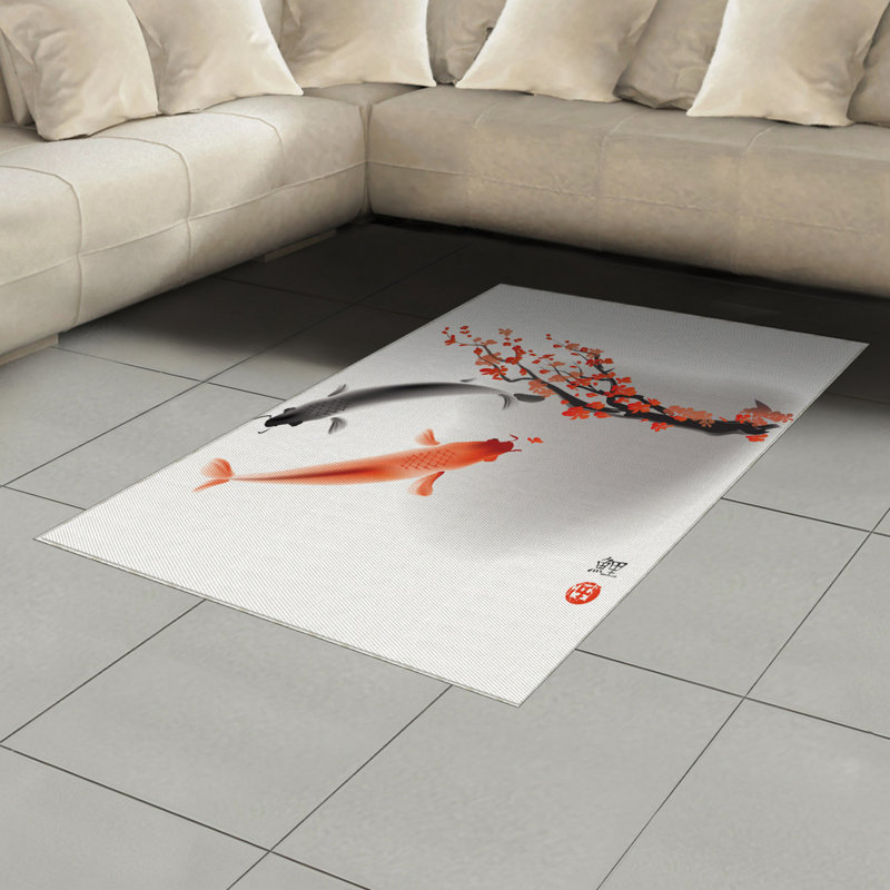 Japanese High Density Long Fiber Poly Threads Decorative Area Rug Carpet, Rectangle 4' x 5'8"
