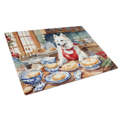 American Eskimo Christmas Cookies Glass Cutting Board