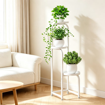 Corner Tiered Plant Stand Indoor Outdoor, Space-Saving Metal Shelf for Multiple Plants, Sturdy Frame with Trays, Modern Style for Home Balcony Office