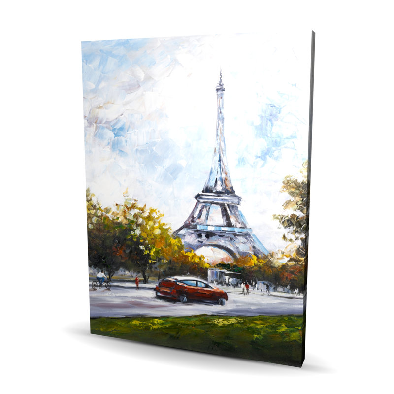 Conduite près de la Tour Eiffel - Toile d'arbres de paysages de rue, H 48 po x l 36 po