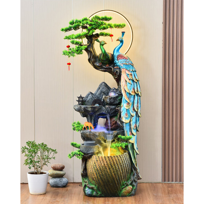 Ornement en forme de paon en résine Chenggong