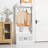 Modern Hall Tree, Entryway Coat Rack with Shoe Bench, 5 Hooks, Storage Shelf and Slatted Door Cabinet for Hallway, White