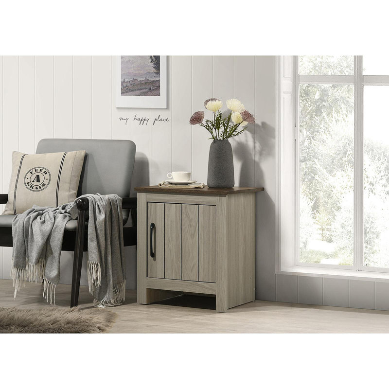 Table de bout l 16 po, table d'appoint, table de chevet avec porte d'armoire, chêne gris